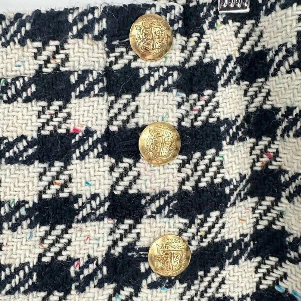 Talbots Wool Blend Confetti Check Houndstooth Tweed Sailor‎ Skirt 14P